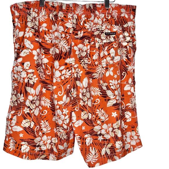 Black Brown 1826 Swim Trunks Board Shorts Size XL Orange Sunset Floral Print NWT - Picture 2 of 5